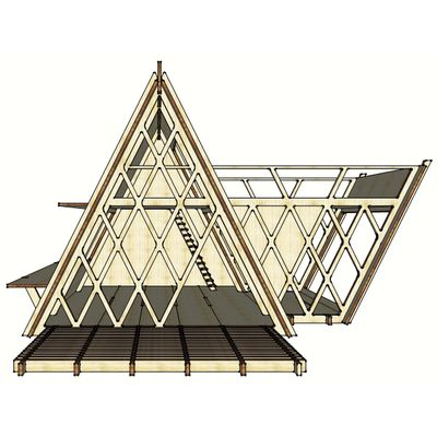 1:12 Miniature Expanded A-frame House, Wooden Dollhouse, Diy Kit
