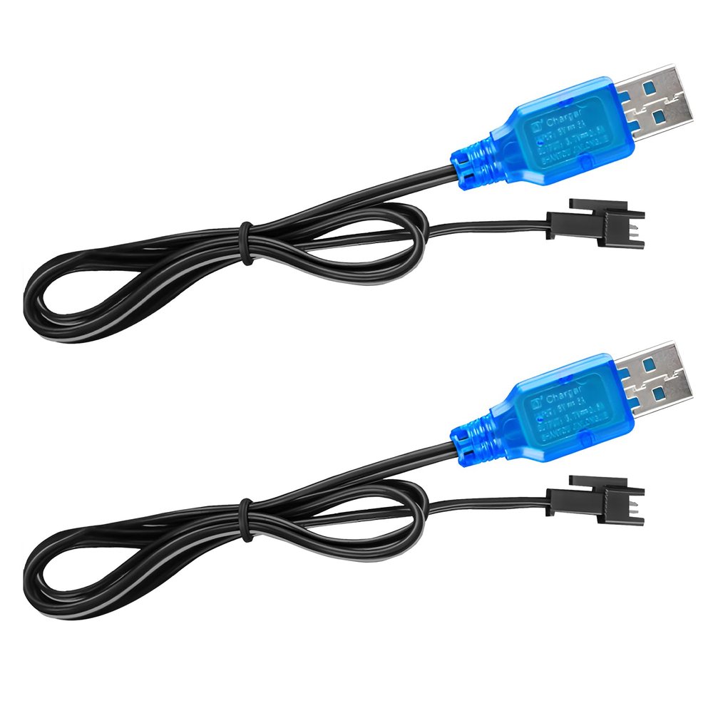 Tosiicop 3.7V Lipo Battery Charger - SM-2P Cable RC Toy Remote Control Car Vehicle Rechargeable Li-ion Batteries Chargers USB for Bunch Bubble Gun Stunt Truck Boat 2 Pack