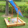 KGXUELING Wooden Sandbox, Covered Sand Playset Outdoor, with Adjustable Canopy Shade, Aged 3-8 Years Old, for Backyard, Beach Sand Pit view 1