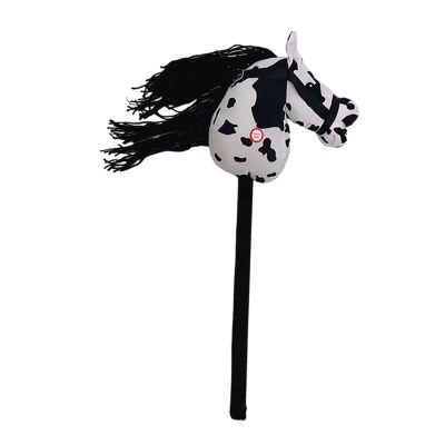 Stick Horse Horse Riding Stick, Sturdy Halloween with Sound Effects Hobby Horse Riding Toy for Boys Girls, Black White