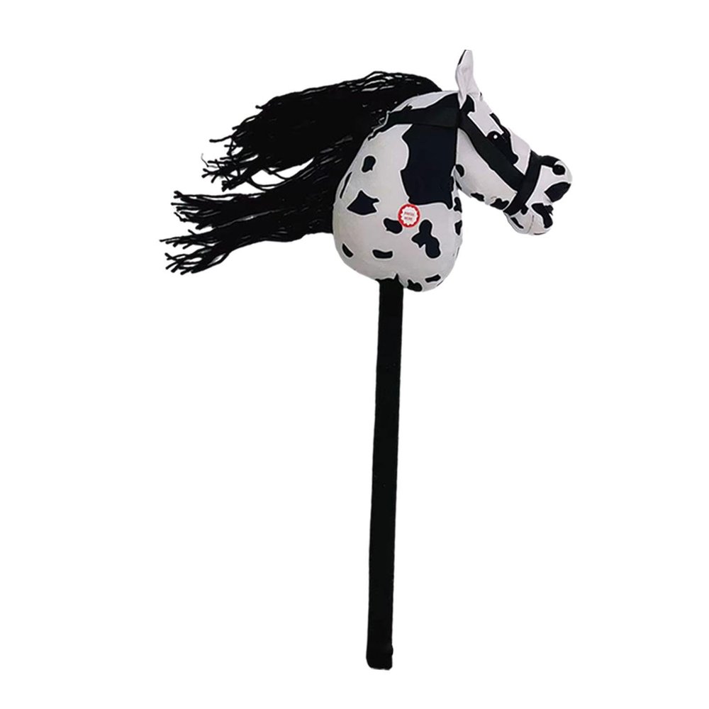 Stick Horse Horse Riding Stick, Sturdy Halloween with Sound Effects Hobby Horse Riding Toy for Boys Girls, Black White