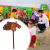 Stick Horse Horse Riding Stick, Sturdy Halloween with Sound Effects Hobby Horse Riding Toy for Boys Girls, Brown view 3