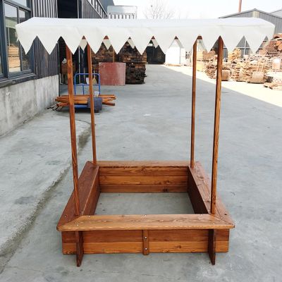 KGXUELING Sandbox with Lid and Cover, Large Wooden Sandbox with Canopy, Sand Pit for Beach Patio Outdoor Backyard