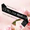 Its My 21st Birthday Sash,21st Birthday Sash Silver Foil Letter Happy 21st Birthday Sash Party Favors Decoration for Birthday Girls Boys Black view 2