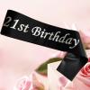 Its My 21st Birthday Sash,21st Birthday Sash Silver Foil Letter Happy 21st Birthday Sash Party Favors Decoration for Birthday Girls Boys Black view 3