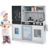 OLAKIDS Kids Kitchen Playset, Toddler Wooden Pretend Cooking Set with Sounds Chalkboard Fridge Ice Maker Microwave Oven Stove Telephone Sink, Simulation Chef Play Toy Gift (White) view 1