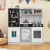 OLAKIDS Kids Kitchen Playset, Toddler Wooden Pretend Cooking Set with Sounds Chalkboard Fridge Ice Maker Microwave Oven Stove Telephone Sink, Simulation Chef Play Toy Gift (White) view 2