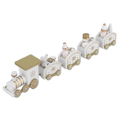 Christmas Set,Mini Wooden ToyCartoon Christmas Showcase Decoration (White Five Knots)