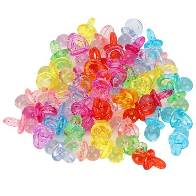 100 PCS Acrylic Pacifier, Mini Pacifier Mini Shower Pacifiers Favors Table Scatter Decoration for Birthday Shower Party Activities (Transparent Color Mixing)