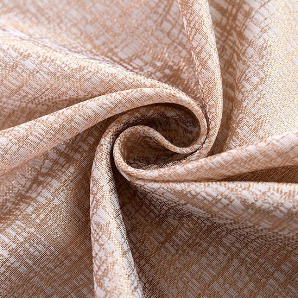 HooHero Brown 54 Width Voile Sheer Curtains Home Decoration Gauze Drape Fabric Kids Baby Room Bedroom Curtain Modern Jacquard Cut Flower Plain Color