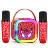 LED Karaoke Machine Toy: Mini Microphone for Kids 4 5 6 7 8 9 10 Year Old Boys Girls Toys Birthday Gifts Bluetooth Speaker with 2 Wireless Mics for Adult Boy Girl Ages 3-12 Stocking Stuffers view 1