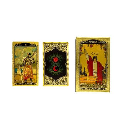 Gold Foil, Color Printed, PVC Waterproof Tarot Cards (Gold)