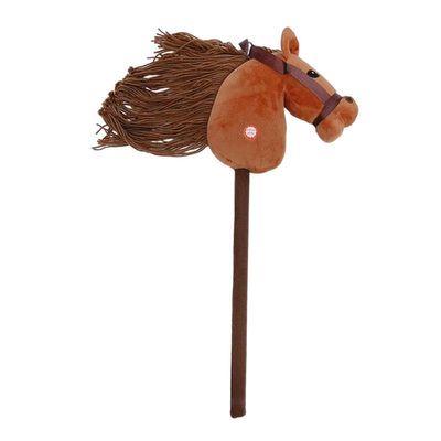 Milageto Stick Horse Hobby Horse, Galloping Sounds Halloween Music Stick Animal Sticks Horse Riding Toy for Kids Children, Brown