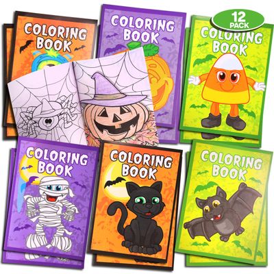 Srenta Halloween Coloring Book Party Favors, 72 Pack Mini Books for Kids, 5" x 7" Bulk, Trick or Treat Goodie Bags Stuffers