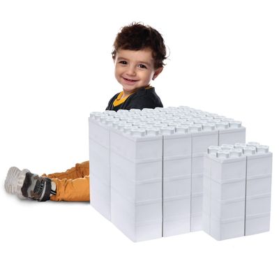 Big Blocks for Kids Ages 4-8 Indoor & Outdoor Blocks Kids Games White Large Building Blocks - 48 pc
