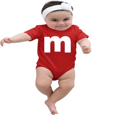 18M Red Infant Lowercase m Colorful Halloween Group Creeper