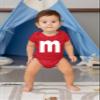 18M Red Infant Lowercase m Colorful Halloween Group Creeper view 2