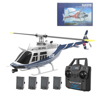 C138 RC Helicopter for Adults, 2.4G 1/30 6CH RC Military Helicopter with 6-axis Gyro 6G/3D Flips & One Key Take Off/Landing Remote Control Airplane Toys for Beginners - RTF (Blue (4 Batteries))