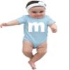 18M Light Blue Infant Lowercase m Colorful Halloween Group Creeper view 1