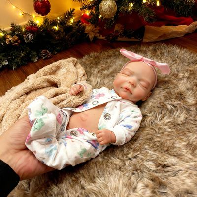 Abenduot 10inch Full Body Silicone Baby Doll Realistic Painted Silicone Reborn Baby Dolls Anatomically Correct Girl Dolls