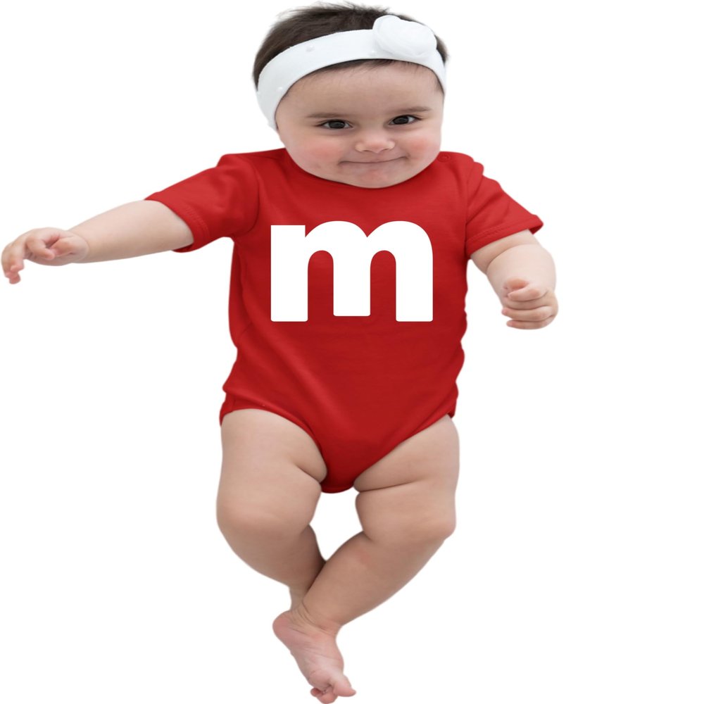 6M Red Infant Lowercase m Colorful Halloween Group Creeper