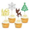24 Pack Christmas Cupcake Toppers Xmas Tree Snowflake Cupcake Picks Christmas Eve Party Baby Shower Birthday Party Cake Decorations Supplies view 1