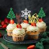 24 Pack Christmas Cupcake Toppers Xmas Tree Snowflake Cupcake Picks Christmas Eve Party Baby Shower Birthday Party Cake Decorations Supplies view 2