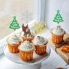 24 Pack Christmas Cupcake Toppers Xmas Tree Snowflake Cupcake Picks Christmas Eve Party Baby Shower Birthday Party Cake Decorations Supplies view 3