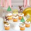 24 Pack Christmas Cupcake Toppers Xmas Tree Snowflake Cupcake Picks Christmas Eve Party Baby Shower Birthday Party Cake Decorations Supplies view 4