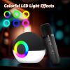 goopow Mini Karaoke Machine Speaker for Kids Adults, Portable Bluetooth Microphone Song Toys with LED Light, Best Chritmas Birthday Festival Gift for 3 4 5 6 7 8+ Year Old Girls Boys (Black-2 Mic) view 3