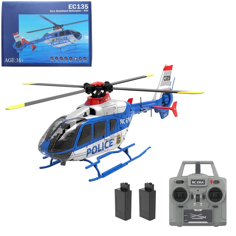 C123 RC Helicopter EC135 Remote Control Helicopter for Adults, 1:36 6CH 2.4GHz RTF RC Aircraft with 6-Axis Gyro, Altitude Hold, One Key Take Off/Landing for Beginners (Blue(2 Batteries)