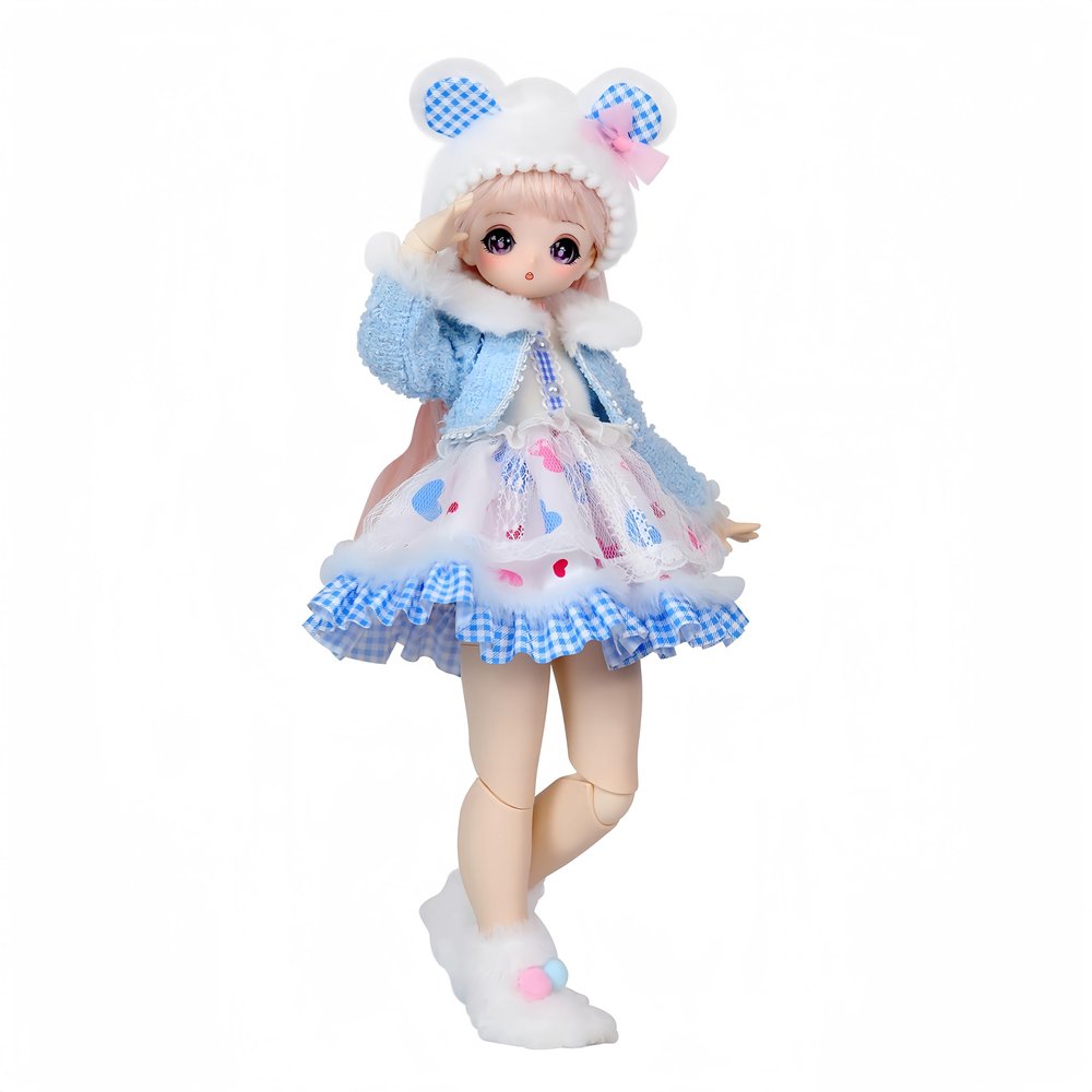 1/4 BJD Doll Kawaii Doll Move Joints Handmade Makeup Cute 18 Inches Collectible Cartoon Dress up Dolls Best Gift (C)