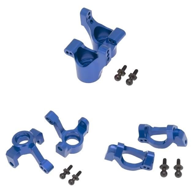 6pcs Metal Front Steering Block Caster Block Rear Stub Axle Carrier for Traxxas for LaTrax Teton 1/18 for RC Car Upgrade Parts(Blue)