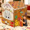 kockuu Gingerbread Cardboard House to Color for Kids Toddlers, Large Gingerbread Cardboard Coloring House Playhouse Christmas Arts & Crafts Activity Indoor Fun, 40" x 32" x 26" view 2