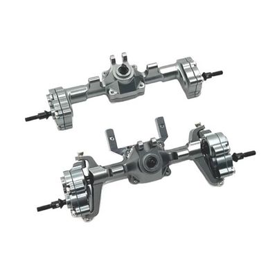 HLSONHENGM for FMS FCX24 Metal Portal Axle Complete Front and Rear Axle 1/24 for RC Car Upgrade Parts Accessories(Front Rear Grey)