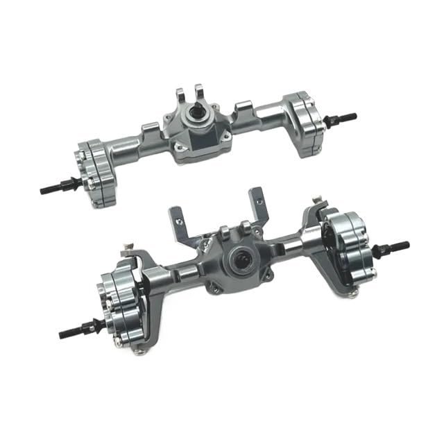 HLSONHENGM for FMS FCX24 Metal Portal Axle Complete Front and Rear Axle 1/24 for RC Car Upgrade Parts Accessories(Front Rear Grey)