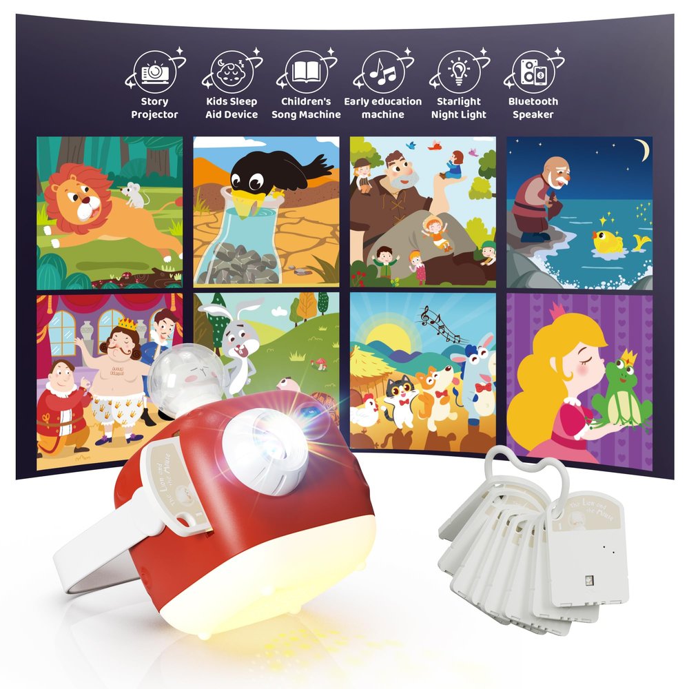 KOKODI Bluetooth Storybook Projector & Nightlight for Kids | Storytime Speaker with 8 Classic Tales, Eye Protection, Auto Sleep Timer, Toddler Toys, Birthday Gifts for Girls Ages 3+