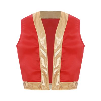 iiniim Kids Halloween Toad Vest Arabian Prince Open Front Waistcoat Cartoon Captain Costume for Carnival Party Cosplay Red 14 Years