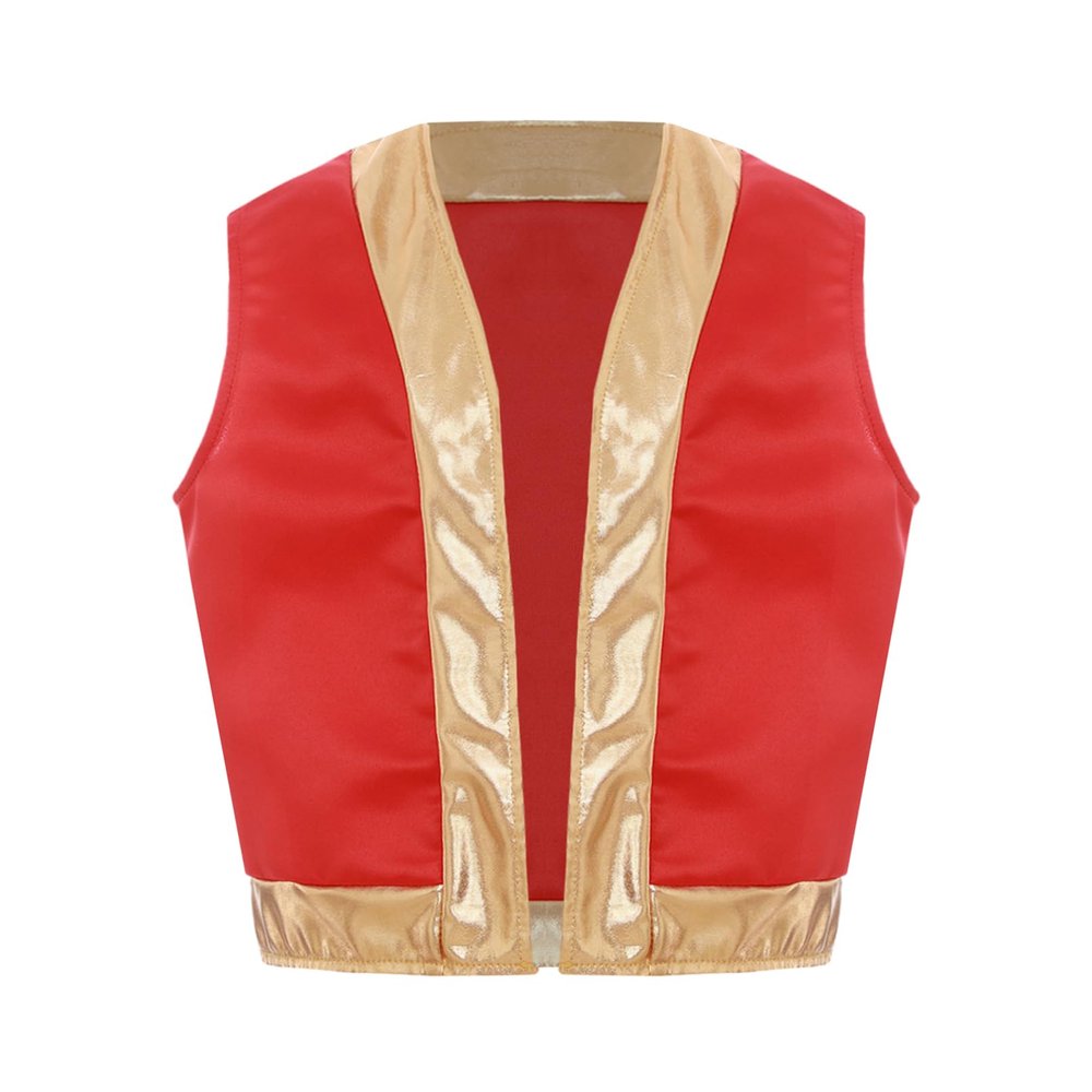 iiniim Kids Halloween Toad Vest Arabian Prince Open Front Waistcoat Cartoon Captain Costume for Carnival Party Cosplay Red 14 Years