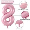 40 Inch Pink 18 Balloons, Big Light Pink 18 Balloon Number with 18 Inch Baby Pink Cream White Foil Heart Balloons for Girls 18th Birthday Party Baby Shower Anniversary Princess Party Decorations view 3