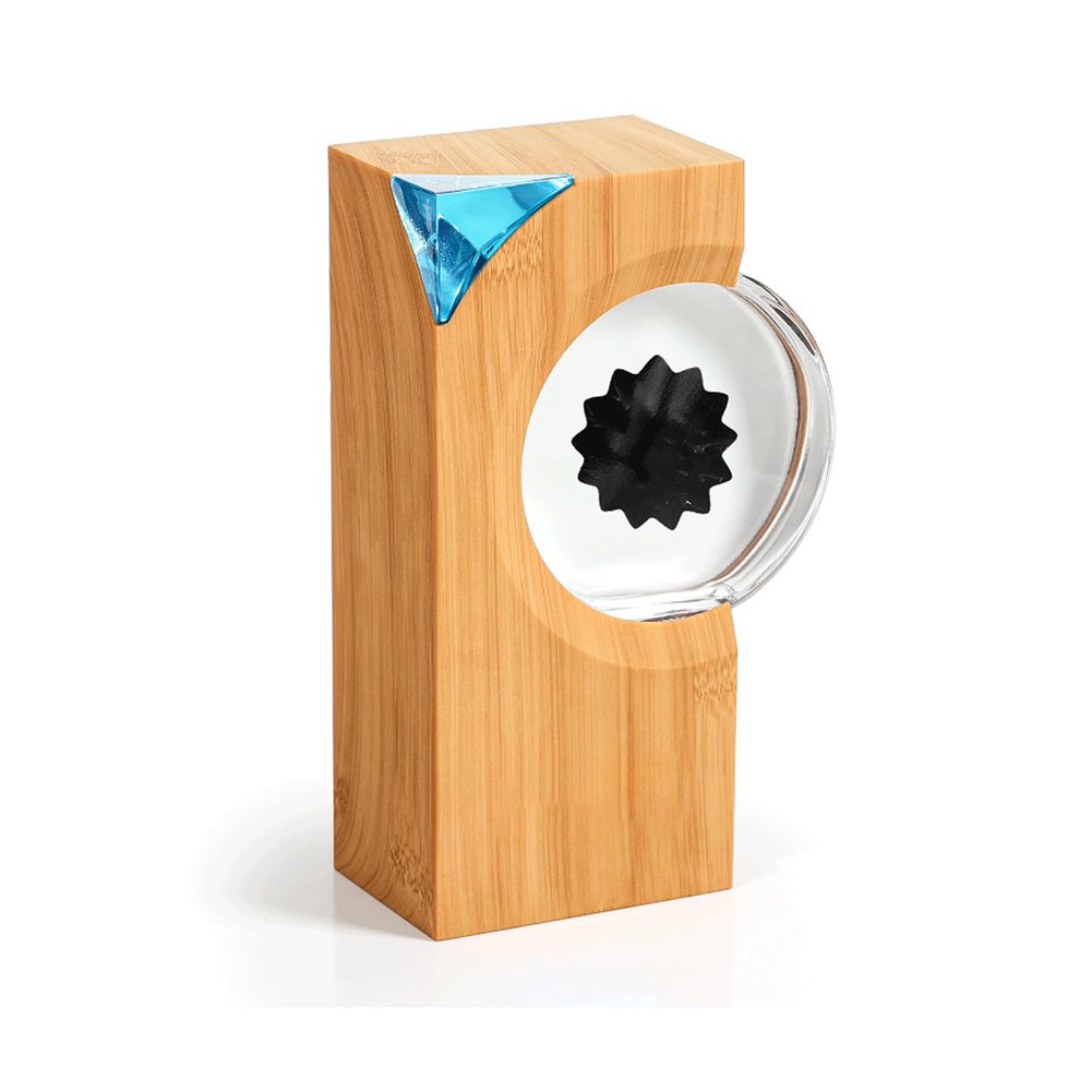 Ferrofluid Display Lamp with Music Sync, Ferrofluid Sound Visualizer, Magnetic Liquid Decor for Desk, Medium Size, Imitation Wood Grain, Music Rhythm Light, Ideal Teenager Gift