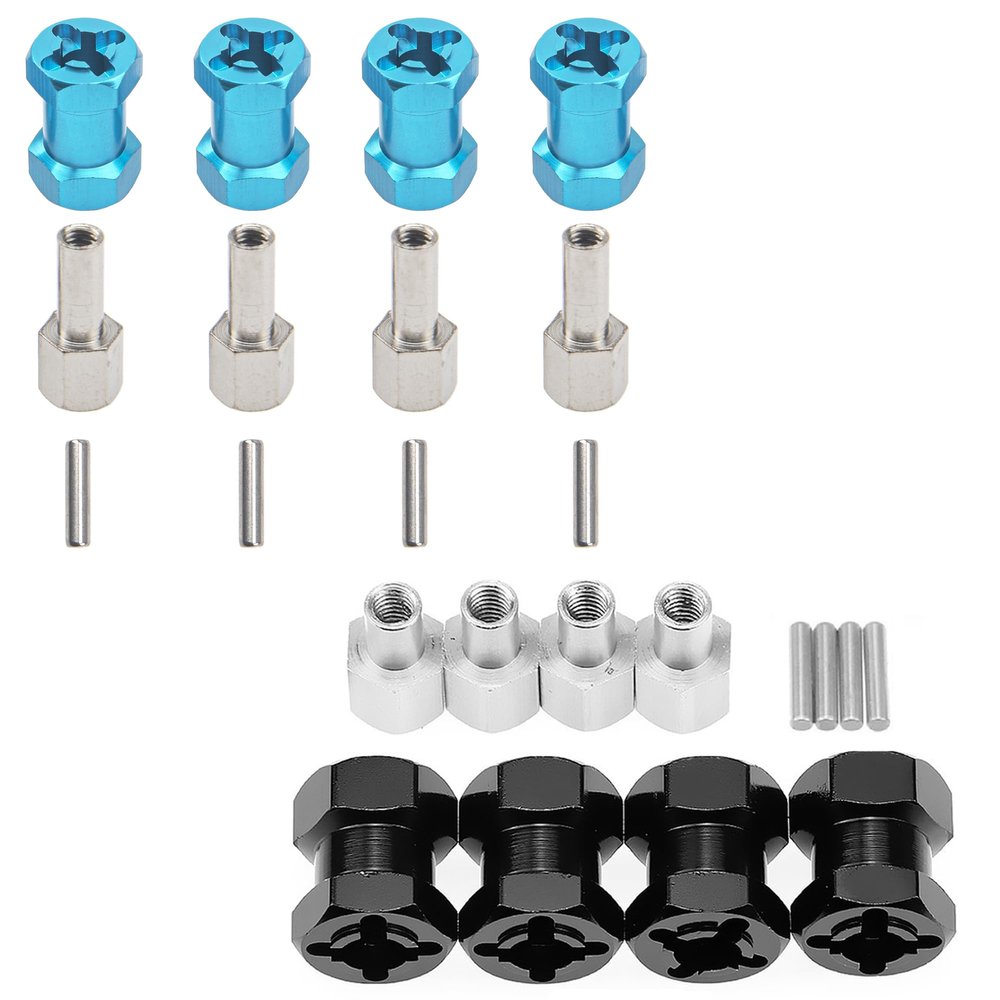 4PCS 12mm Aluminum Wheel Hex Hub 15mm Offset Extension Hex Drive Adapter Combiner Coupler Conversion & 12mm Wheel Hex Hub with 20mm Offset