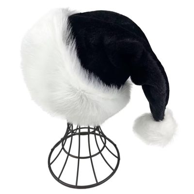 ABTSHU Black Kids Santa Hat - Deluxe Christmas Hat for Child Ages 6+