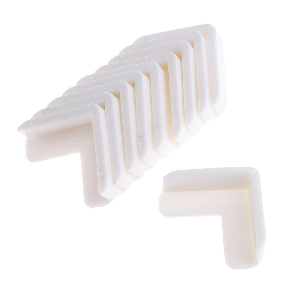 10pack Rubber Corner Furniture Edge OR for Child/Toddler Table Guard - Reusable PVC, Scratch, L Shape Design - Baby Proofing Corner Guards, Furniture Edge - White