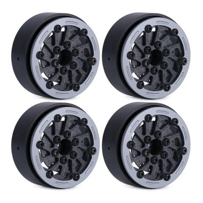 4pcs 1.9Inch Carbon Fibre Wheel Rim with Brake Rotors for 1/10 RC Car Wraith SCX10 TRX4 Capra VS4-10 RC4WD KM2 LCG (C-Grey)