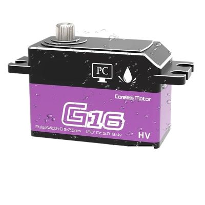 16KG PWM Digital Coreless Servo Motor Full Metal Gear High Torque Thin Short Body Servo Suitable for 1/8 1/10(G16kgCLS 360 Degree)