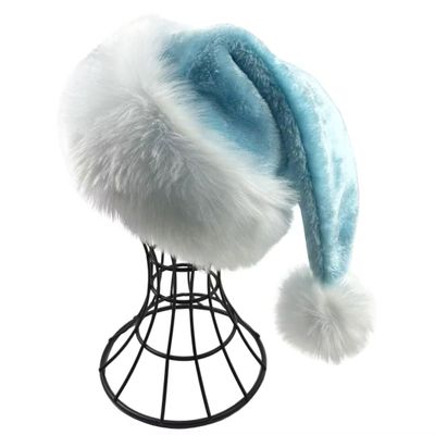 ABTSHU Ice Blue Kids Santa Hat - Deluxe Christmas Hat for Child Ages 6+