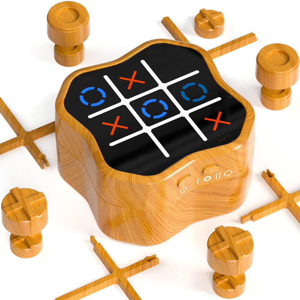 Freecat Tic Tac Toe Game, 3-in-1 Electronic Handheld Games Console for Kids Memory Growth, Portable Puzzle Travel Games,Board Game for Kids and Adults, Christmas and Birthday Gifts for All Ages 3+