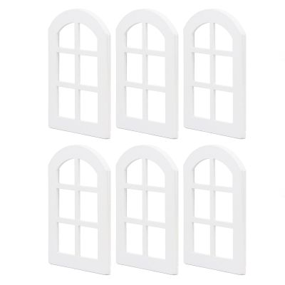 6PCS Dollhouse Windows, Wooden Miniature Tiny Window Frame Furniture for 1:12 Scale Doll House