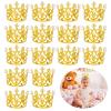 16 Pcs Crown Cake Topper, Mini Gold Crown Cake Topper Mini Crown for Flower Bouquet Accessories Birthday Crowns Cupcake Toppers for Bridal Wedding Baby Shower Mothers Day Party Cake Decor (Gold) view 1